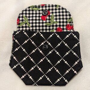 NWT Handmade Coin Purse - Cherries, gingham, and lattice - OOAK